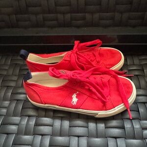 Polo by Ralph Lauren Red Canvas Sneakers Low-Top Casual